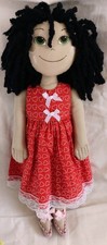 Handmade Rag Doll Black Hair