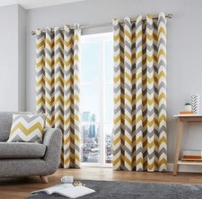 Fusion Chevron Ochre Curtains