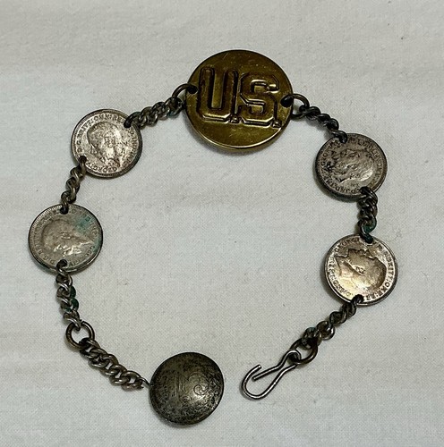 Antique silver coins bracelet - antique,