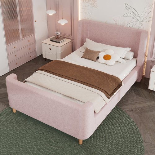 3ft single upholstered sleigh - single,
