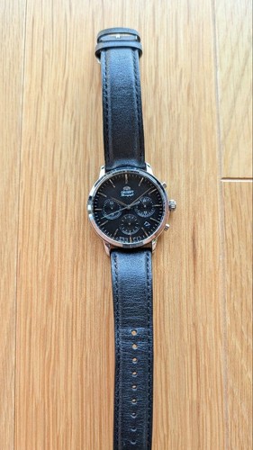 Orient watch black leather - black,