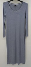 PERUVIAN CONNECTION blue white stripe maxi dress UK M  2022