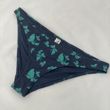 Fat Face Navy Blue Turquoise Butterfly Print Bikini Bottoms - Size 16 - New