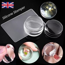 Silicone Nail Stamper French Manicure Stamping Jelly Nails Art + Scraper Stamps