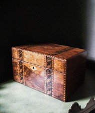 Particularly Fine Tunbridge Ware Work/ Trinket Box. Rare Micro-Mosaic Decoration