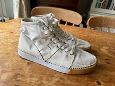 MENS HUF HI TOP TRAINERS WHITE FAUX LEATHER SHOES UK 9 SKATE