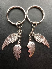  LOVELY MOTHER & DAUGHTER ANGEL WINGS BAG PURSE CHARM TIBETAN SILVER in gift bag