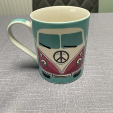 VW Camper Van Mug Blue Aqua Colour Ceramic Coffee Tea Cup Pink VW Camper Van Mug