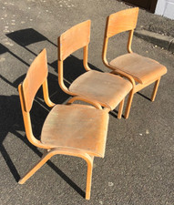 Vintage children's  infant school stacking chairs laminated plywood set of 3