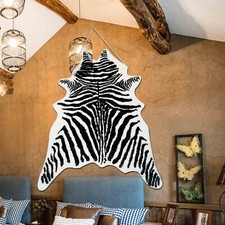Big Zebra Stripe Print Rug Hides Faux Animal Skin Carpet Non-slip Mats 5.2x3.9ft
