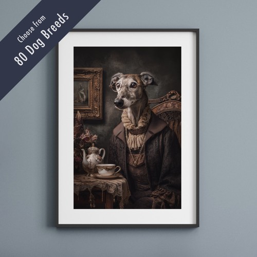 Funny dog tea party print - funny,