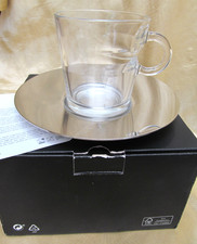 Nespresso View Glass Cappuccino Coffee Cup and Metal Saucer New / Unused / Boxed