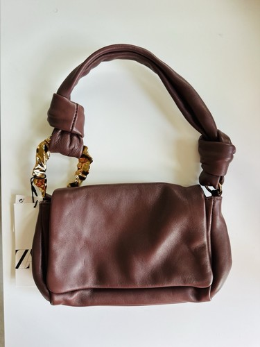 Zara brown leather handbag - zara,