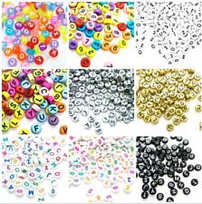 100pcs 7mm flat round alphabets / letters & numbers acrylic beads various styles