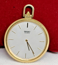 Vintage SEIKO Quartz Mens Small Slim Open Face Pocket Watch VGC/Working