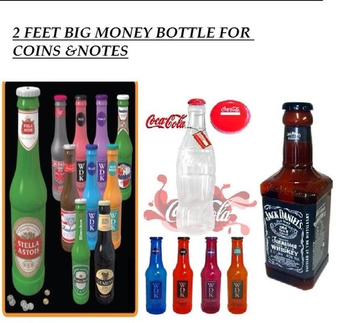 Giant 2ft money saving bottles - money,