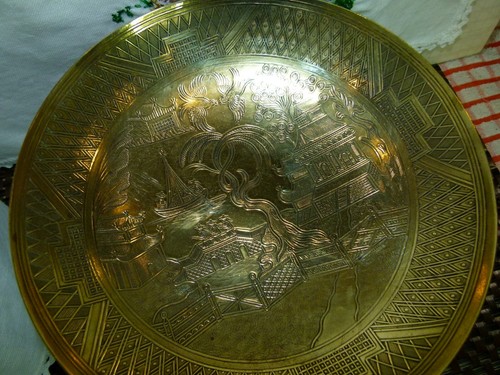Oriental etched brass - etched, bowl