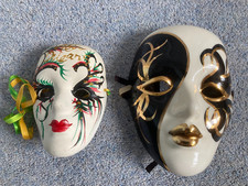 2 x New Orleans Mardi Gras Masks (Ceramic)