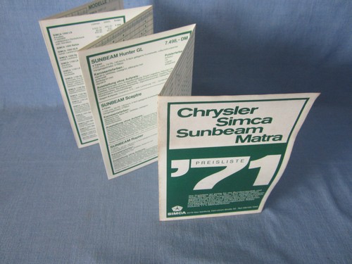 Simca price list 1971 - price,
