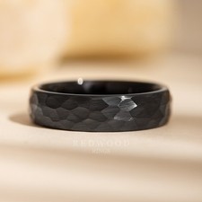 Black Hammered Tungsten Ring -