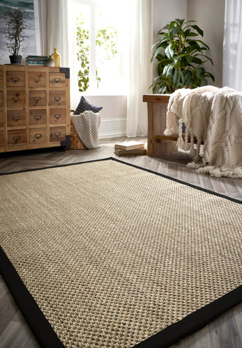 Bordered jute hallway runner - jute,