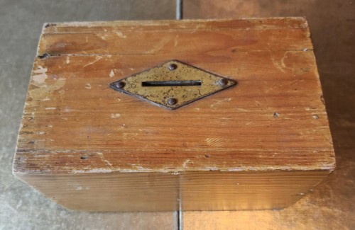 Vintage wooden money box coin - vintage,