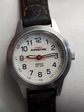 Timex Expedition Woman's Watch T41181 Brown Leather Nurse Dial 7.3" New Battery