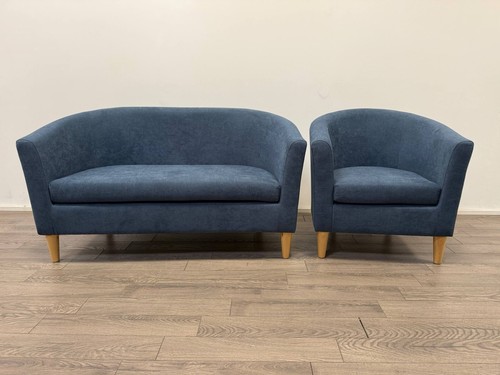Blue fabric seater tub sofa - 2,