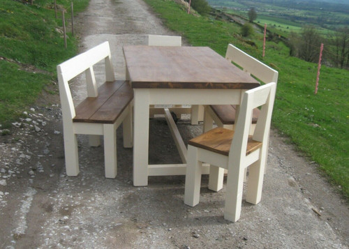 Painted wooden table - wooden, bench