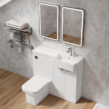 Hudson Reed 1000mm Combi Unit Chrome & Semi Recessed Square Basin Gloss White