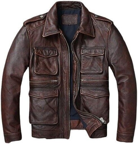 Men distressed brown leather - distressed,