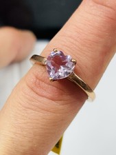 TJC rose gold gilded silver ring UK size S with heart shaped lilac amethyst new