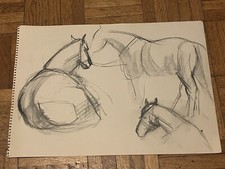 pencil sketch of horses - Manner of Dame Laura Knight  - Research Required