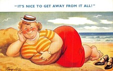 POSTCARD COMIC SEASIDE FAT