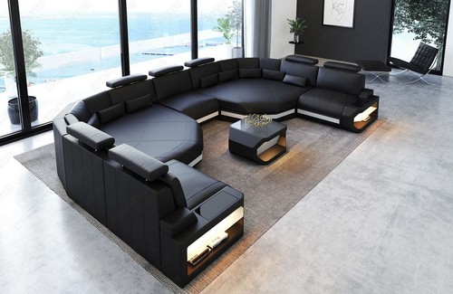 Leather sofa living area - living,
