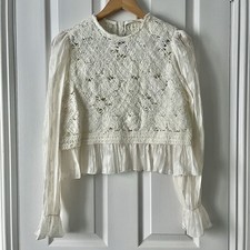 ZARA Ivory Crochet Knit Top