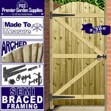 Custom Wooden Garden Gate Feather Edge Semi-Braced Arch Top Treated Timber Door