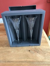 pair Of WATERFORD CRYSTAL MILLENNIUM TOASTING FLUTES HAPPINESS - First Toast