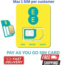1 x EE Sim Card Pay As You Go