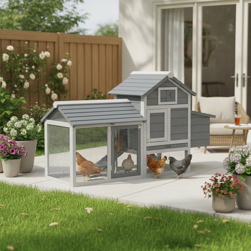 Small chicken coop with - chicken,