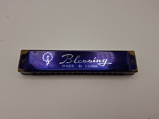 Vintage Blessing Harmonica Musical Instrument Blue Vintage Music   S5029