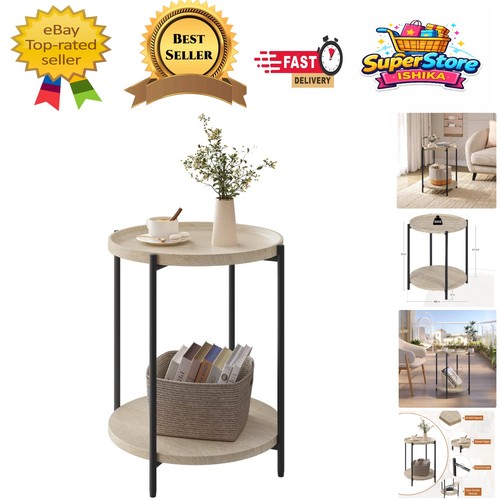 Light oak round coffee table - oak,