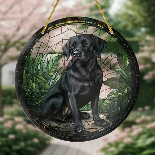 Black labrador dog suncatcher - black,