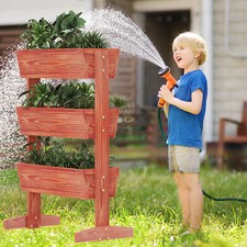 3 Tier Wooden Vertical Raised Garden Bed Vegetable Planter Box Outdoor Indoor