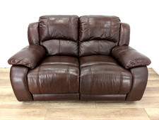 SOFA 2 Seater Manual Recliner Chocolate Brown Leather Clip On Back FREE DELIVERY