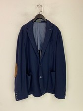 Fisk Of Oslo Navy Textured Blazer Smart Casual Button Cuff Elbow Patch UK 56