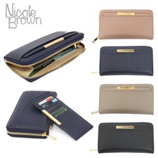 Ladies Faux Leather Card Purse Designer Purses Gold Button ID Pocket Money