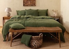 Moss Green Color Linen Duvet