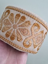 10 M Vintage Upholstery Trim Geometric Ombre Gold Brown Pattern Mid Century 