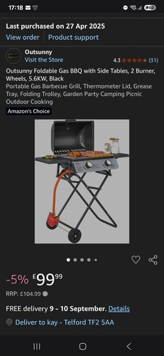 Outsunny foldable gas - bbq,